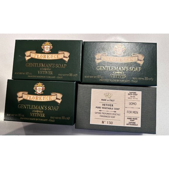 Set of 4 Florence VETIVER Gentleman’s Bar Soap 10.5 oz Each Made in Italy - Picture 1 of 4